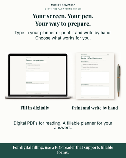 Birth Decisions Planner for digital filling or printing and writing by hand